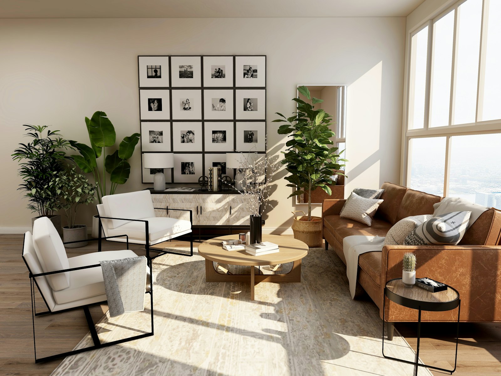 Warm, modern home interior